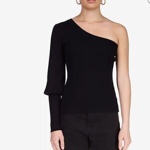 Sanctuary Ribbed Mock Neck Cut Out Shoulder Sweater pullover  Black XS